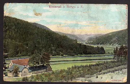 63882 AK Elstertal bei Berga 1909 Gehöft