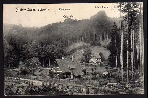 64055 AK Sebnitz Forsthaus Zeghaus Geldstein Böses Horn 1908