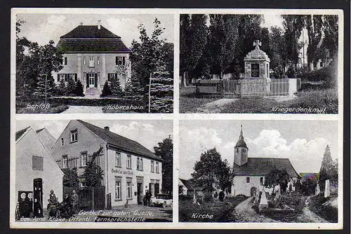 64117 AK Kobershain Gasthof Schloß Kirche 1933 Kriegerdenkmal