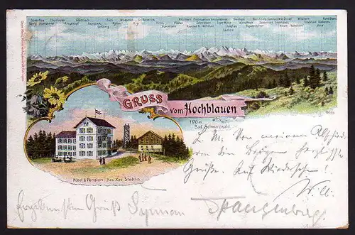 63604 AK Hochblauen Bad. Schwarzwald 1904 Hotel & Pension Stehlin