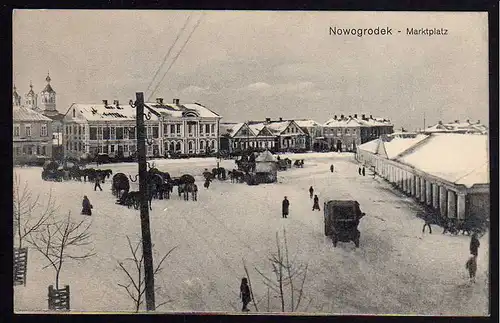63315 AK Nawahrudak Nowogrodek Nowogrudok Marktplatz im Winter um 1915