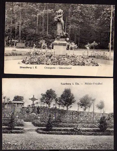 49962 2 AK Strassburg Saarburg Elsaß Militär Friedhof um 1915