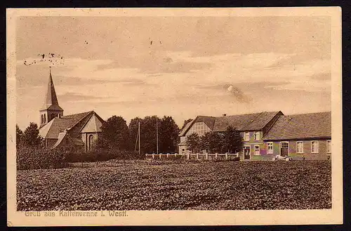 48508 AK Kattenvenne Lienen i. Westf. Häuser und Kirche 1926