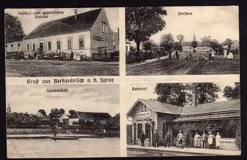 44429 AK Berkenbrück an der Spree Gasthof zum gemütlichen Hannes Bahnhof 1908 Do