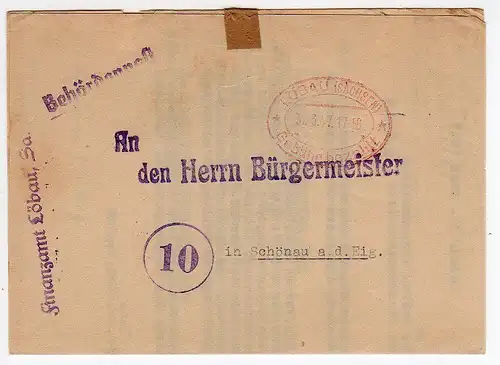 44261 Faltbrief Formular Gebühr bezahlt 1947 Finanzamt Löbau an Bürgermeister
