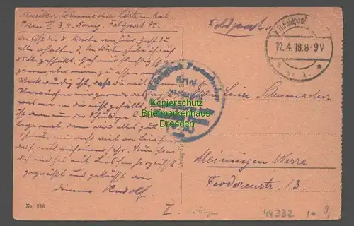 44332 AK Montmedy Dep. Meuse Lothringen Bahnhof Feldpost 1918 Arr. Verdun