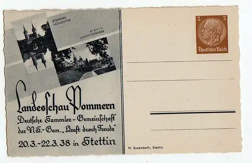 44237 Privatganzsache DR Stettin 1938 Landesschau Pommern PP 122 C76 01