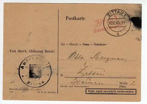 44249 Brief SBZ Gebühr bezahlt Zittau 1 Amtsgericht 1945