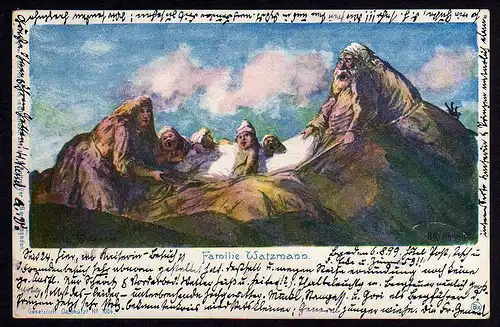 43695 AK Berggesicht Watzmann Künstler Karte 1899