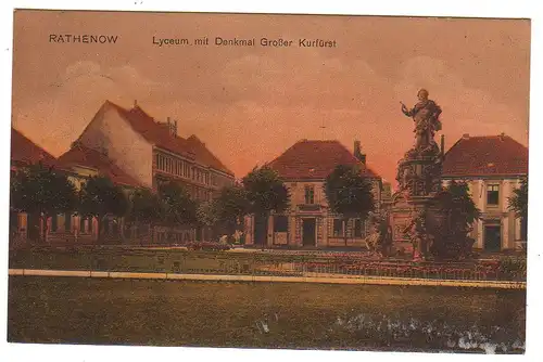 42779 AK Rathenow 1916 Lyceum Denkmal Großer Kurfürst