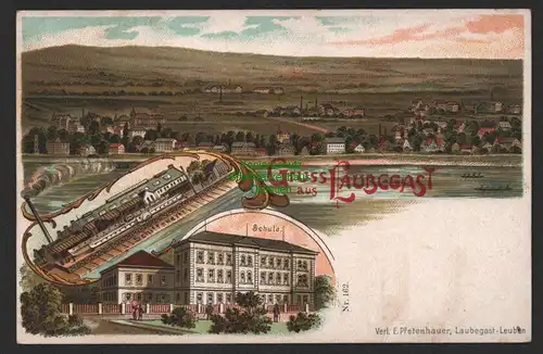 149012 AK Dresden Laubegast Litho Schiffswerft Schule um 1900