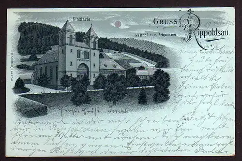 100036 AK Rippoldsau Gasthof zum Erbprinzen Klösterle 1901 mit Luna Effekt