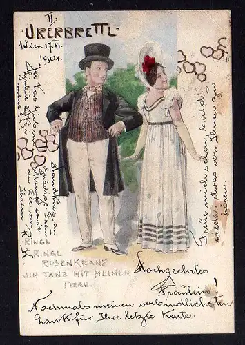 101140 AK Überbrettl literarisches Kabarett Wien 1901 Künstlerkarte im Stil von