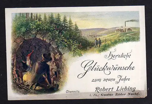 100637 AK Chemnitz Robert Liebing Glückwunsch zum neuen Jahr Bergbau Stollen Zwe