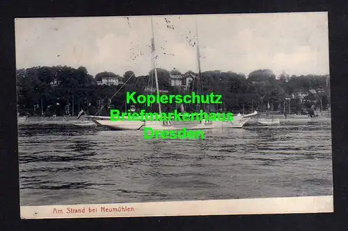 114566 AK Hamburg Ottensen 1907 Am Strand von Neumühlen Schiff Segelschiff