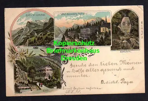 118484 AK Seelisberg Litho 1897 Rütli Hotel Sonnenberg Seeligberg Rütlistein