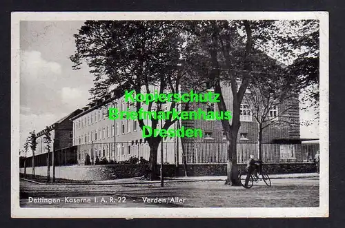 118820 AK Dettingen Kaserne I. A. R. 22 Verden Aller 1941 Feldpost