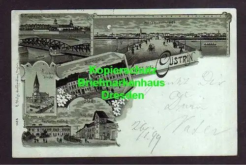 119092 AK Küstrin Cüstrin 1899 Litho Friedenskirche Markt Freiburger Bahnhof Kur