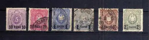 121612 Deutsche Post in der Türkei 1 - 5 komplett */o mit 3b blauer Aufdruck und