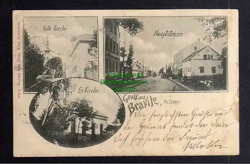 127307 AK Branitz Ob. Schles. Kath. Ev. Kirche Hauptstrasse Branice 1899