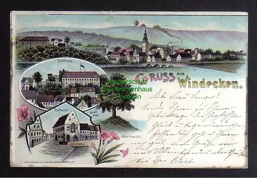 127719 AK Windecken Litho um 1913 Schloss Rathaus Wartbaum