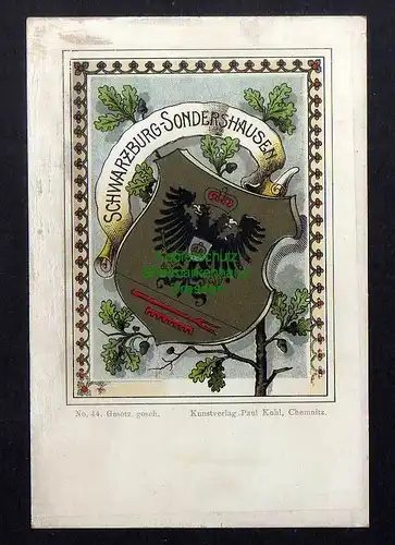 128271 AK Wappenkarte Schwarzburg-Sondershausen um 1900 Kunstverlag Paul Kohl
