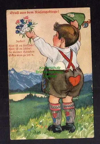 131269 AK Riesengebirge Rucksackkarte Höschen mit Leporello 1928