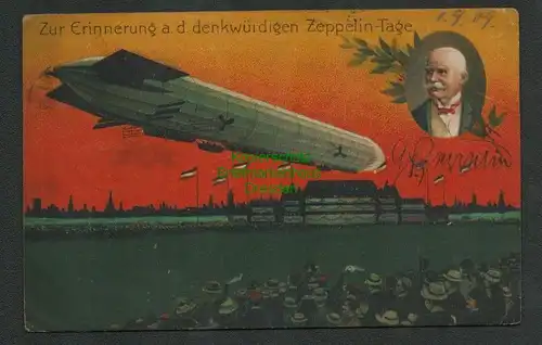 137926 AK Berlin 1909 Erinnerung an die denkwürdigen Zeppelin Tage Unterschrift