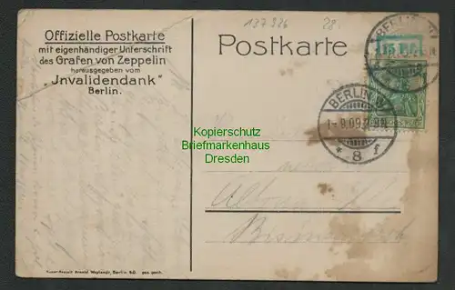 137926 AK Berlin 1909 Erinnerung an die denkwürdigen Zeppelin Tage Unterschrift