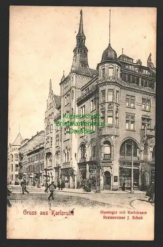 143856 AK Karlsruhe Moninger mit Karlstraße 1906