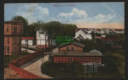 146839 AK Kreuz an der Ostbahn 1922 Krzyz Wielkopolski Wasserturm Straße