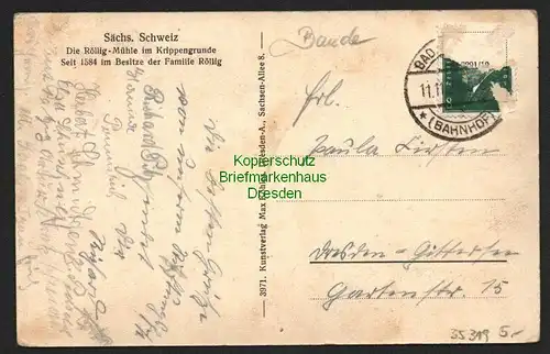 35319 AK Sächsische Schweiz Röllig Mühle Krippengrund 1929