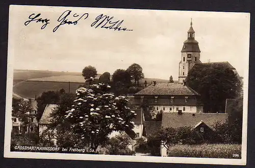 66520 AK Großhartmannsdorf bei Freiberg 1929 Kirche Ort