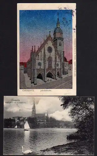 67284 2 AK Chemnitz Jacobikarte Lunakarte 1906 Schloss