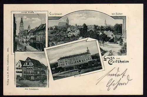 71180 AK Crailsheim Bahnhof lange Straße Am Schloßplatz 1901