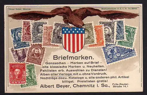 74213 AK Chemnitz Briefmarken Handlung Albert Beyer Sonderstempel Jahrmarktplatz