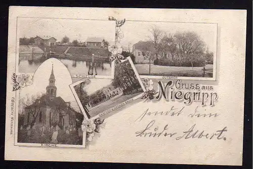 77931 AK Niegripp Gutshof Schleuse Gasthof zum grünen Baum Kirche 1903