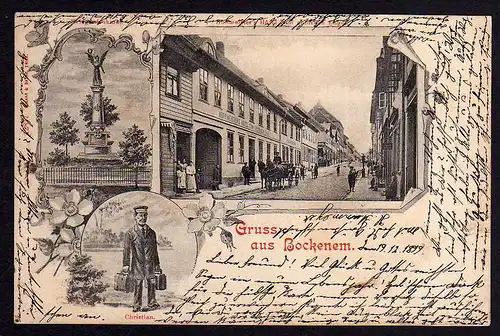 78932 AK Bockenem 1899 Hotel zum goldenen Engel Page Christian Kriegerdenkmal