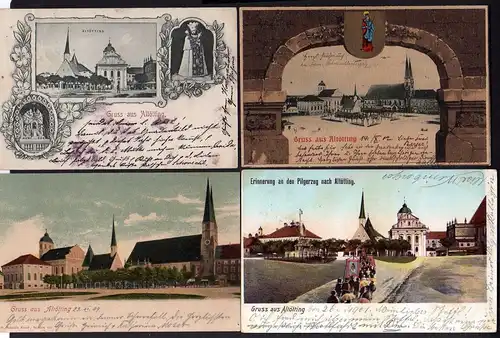 78973 4 AK Altötting Markt Kirche Pilgerzug 1898  1902