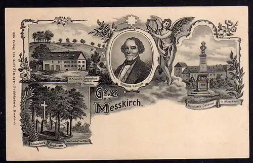 84080 AK Meßkirch Messkirch Kreutzers Geburtshaus Grab Denkmal um 1900