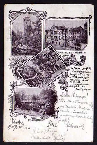 84038 AK Alte Veste bei Nürnberg und Fürth 1904 Kurhaus Restauration 4 Ansichten