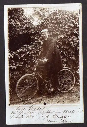 93523 AK Fotokarte Fahrrad Grossschwülper 1906 All Heil