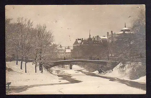 94127 AK Riga Lettland Brücke Häuser im Winter Fotokarte