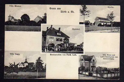 96213 AK Köln Sürth Villa Minten 1910 Bahnhof Kirche Villa Sugg Restaurant  Tenn