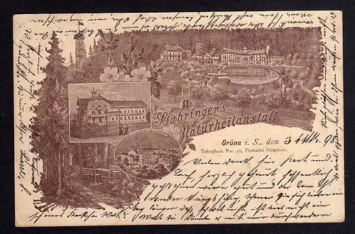 94425 AK Grüna Sachsen Stahringers Naturheilanstalt 1898