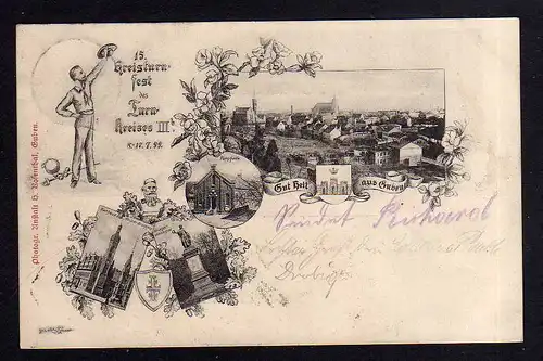 95961 AK Guben 15. Kreisturnfest 1899 Turnhalle Stadt Kriegerdenkmal Rathaus