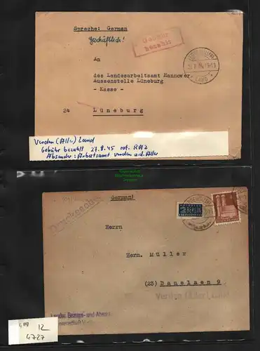 B4727 BAZ 4 Briefe Gebühr bezahlt Verden Aller 1945 1946 GS 1960
