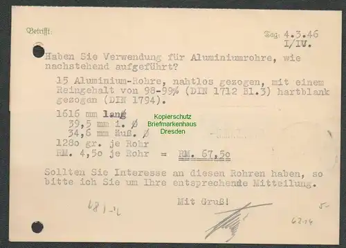 B6214 Postkarte SBZ Gebühr bezahlt 1946 Neustadt Orla Ingenieur Müller Pößneck