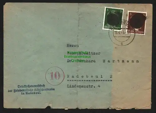 B8511 Brief Sächsische Schwärzung Dresden 15.6.1945 Ortsbrief Radebeul
