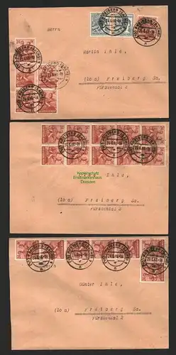 B8738 3x Brief Währungsreform 1948 Zehnfachfrankatur Freiberg 25.6.48